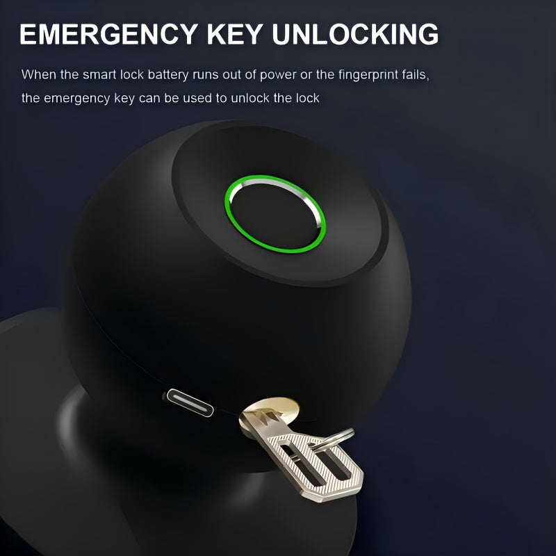 Fingerprint Door Lock, Smart Fingerprint Door Knob with Lock, Biometric Door Lock with App Control And Key, Keyless Thumbprint Entry Door Lock for Bedroom, Front Door, Home, Apartment Office-Os10Yb