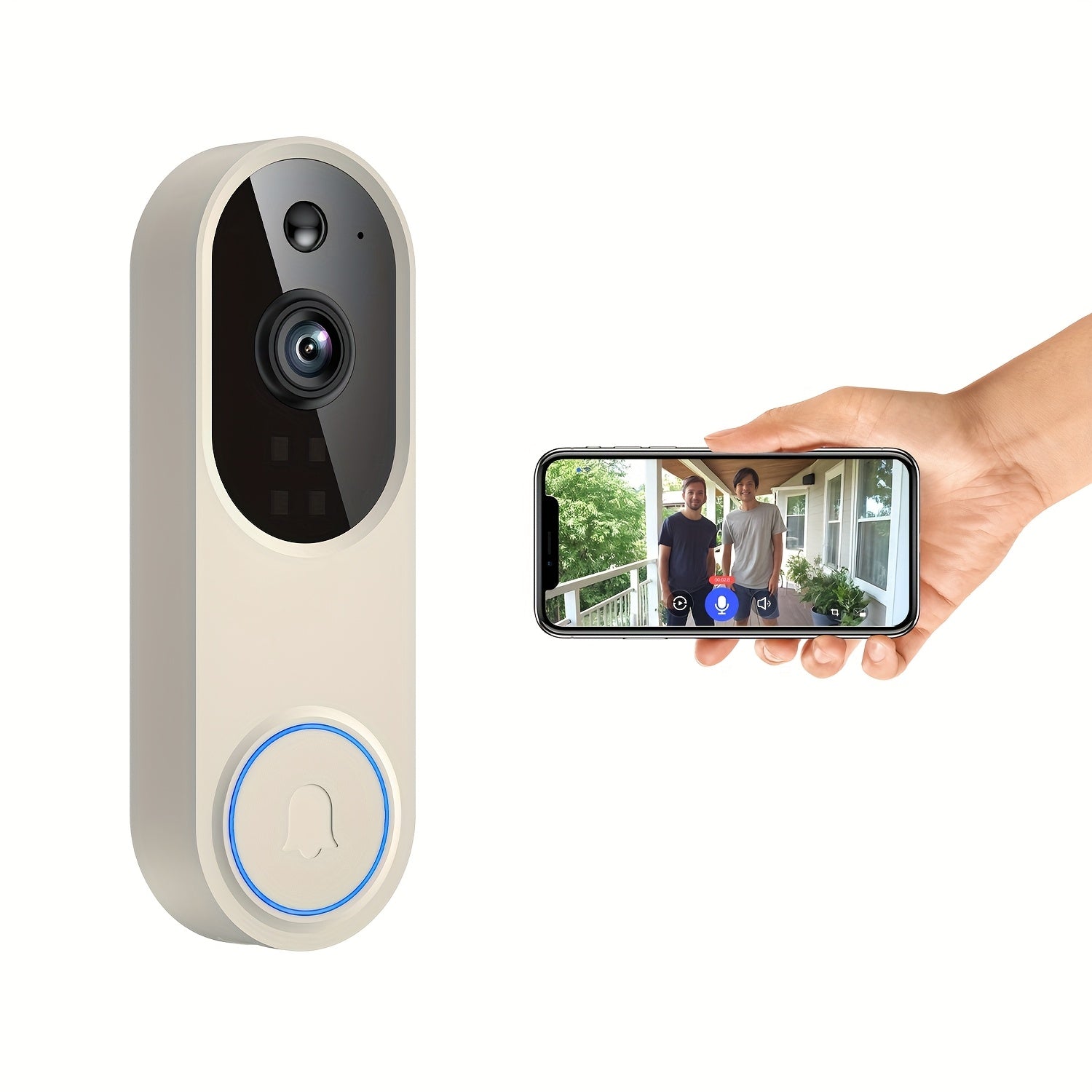 2K Wireless Camera, Multi-combination Smart Doorbell, 166° Wide-angle Video Surveillance, Two-way Voice Intercom, Cloud Storage, Support For Rechargeable Batteries, Equipped With AI Human Body Detection And 2.4G WiFi Connection, Clear Night Vision