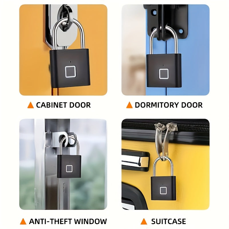 Advanced Type-C Rechargeable Lithium-Ion Battery Fingerprint Lock, Features Fingerprint Registration, Easy Unlocking, Durable Battery, Made of Zinc Alloy, Ideal for Luggage And Dormitory Doors