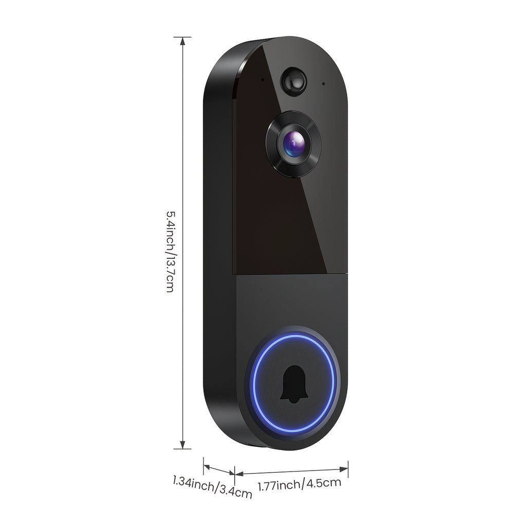 2K Wireless Camera, Multi-combination Smart Doorbell, 166° Wide-angle Video Surveillance, Two-way Voice Intercom, Cloud Storage, Support For Rechargeable Batteries, Equipped With AI Human Body Detection And 2.4G WiFi Connection, Clear Night Vision
