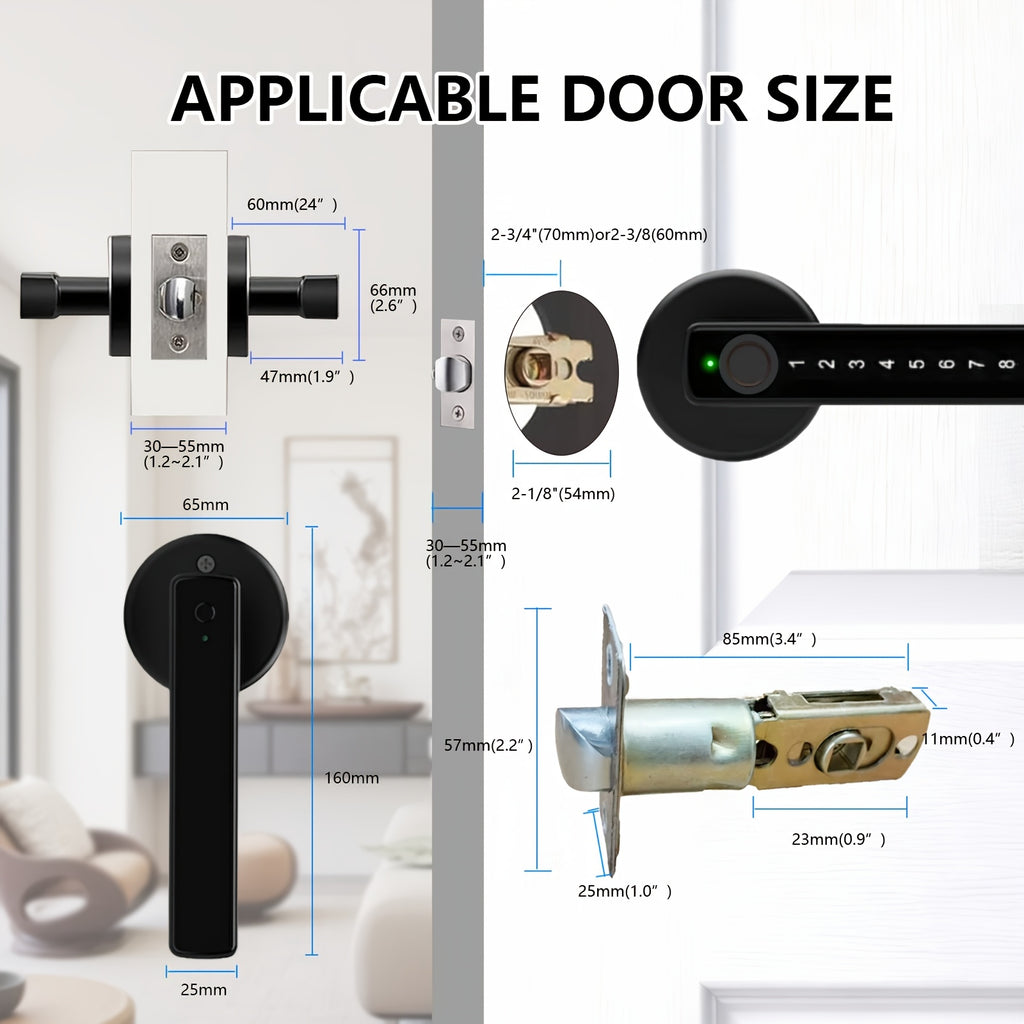Smart Fingerprint Door Lock Knob, Keyless Entry Door Lock with Handle, IC Cards/Codes/Keys/Fingerprints Biometric Electronic Keyless Entry Lock for Bedroom Home Hotel Office
