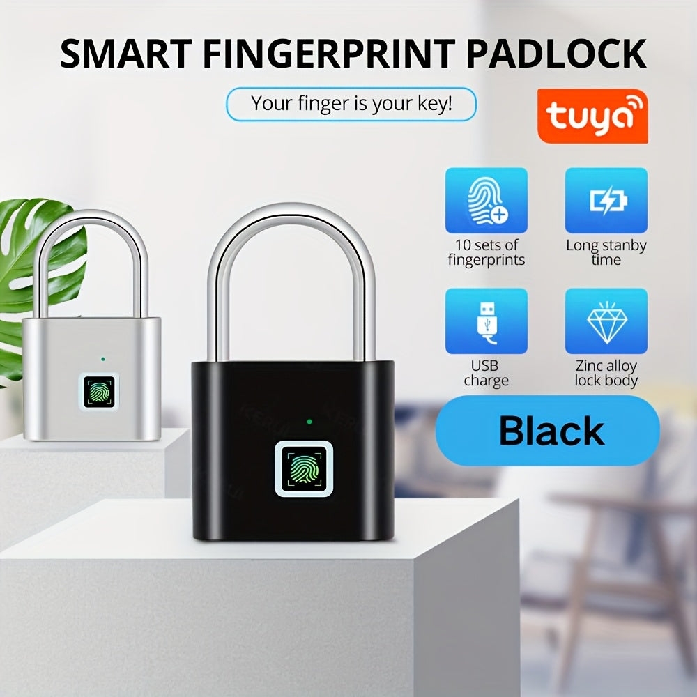 Advanced Type-C Rechargeable Lithium-Ion Battery Fingerprint Lock, Features Fingerprint Registration, Easy Unlocking, Durable Battery, Made of Zinc Alloy, Ideal for Luggage And Dormitory Doors
